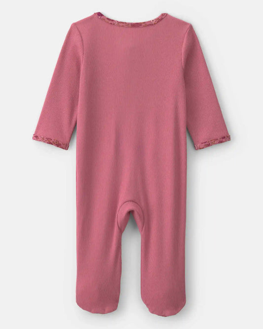 Baby Girl Floral Cotton 2-Way Zip Sleep & Play Pajamas - Pink