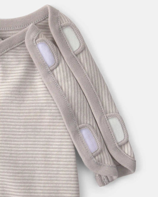 Baby Striped 100% Cotton Sleep & Play Pajama - Grey