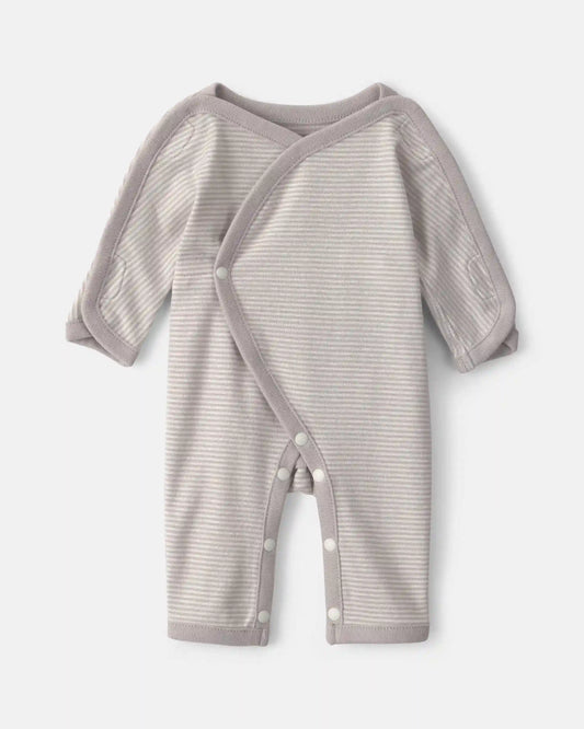 Baby Striped 100% Cotton Sleep & Play Pajama - Grey