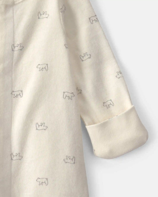 Baby Bear Long-Sleeve Sleeper Gown - Cream