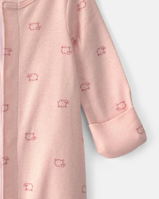Baby Girl Sheep Long-Sleeve Sleeper Gown - Pink