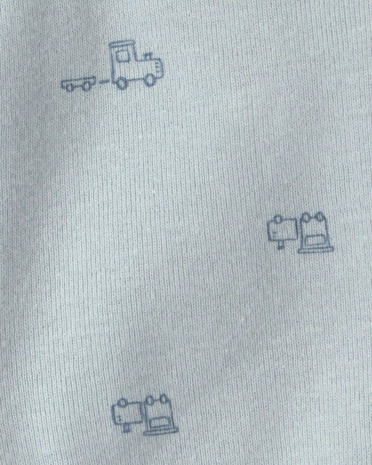 Baby Boy Train Side-Snap Tank - Blue