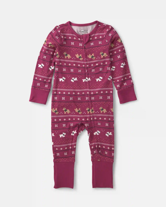 Baby Fair Isle PurelySoft™ 2-Way Zip Sleep & Play Pajamas - Burgundy