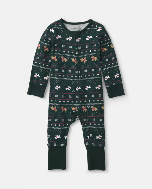 Baby Fair Isle PurelySoft™ 2-Way Zip Sleep & Play Pajamas - Green