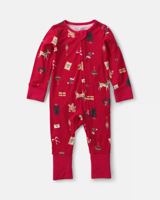 Baby Christmas PurelySoft™ 2-Way Zip Sleep & Play Pajamas - Red