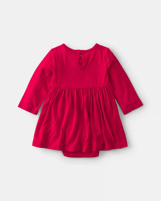 Baby Girl PurelySoft™ Long-Sleeve Bodysuit Dress - Red