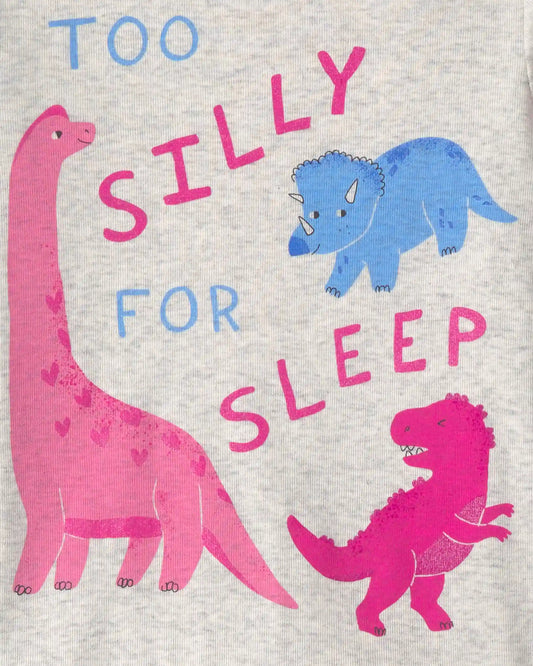 Baby Girl 4-Piece Dino Heart Cotton Snug Fit Pajama Set - Pink
