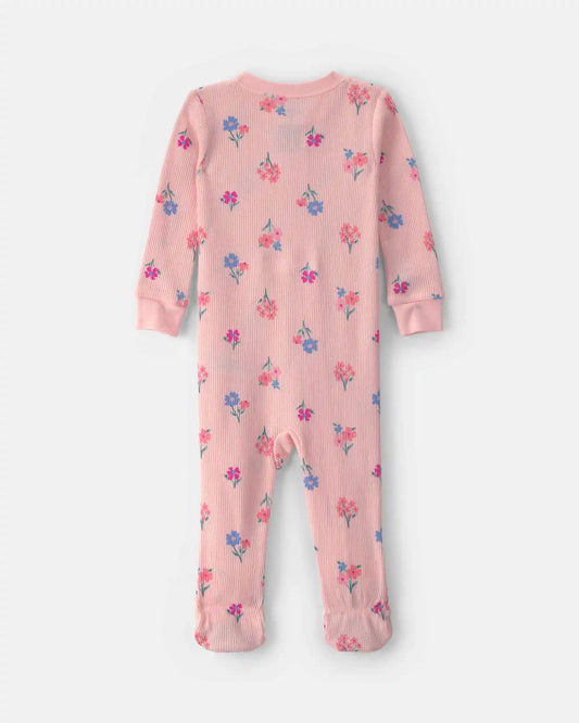 Baby Girl 1-Piece Floral Thermal Snug Fit Footed Pajama - Pink