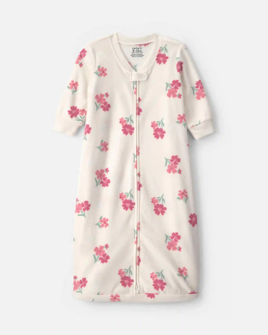 Baby Girl Floral Fleece Sleep Bag - Cream