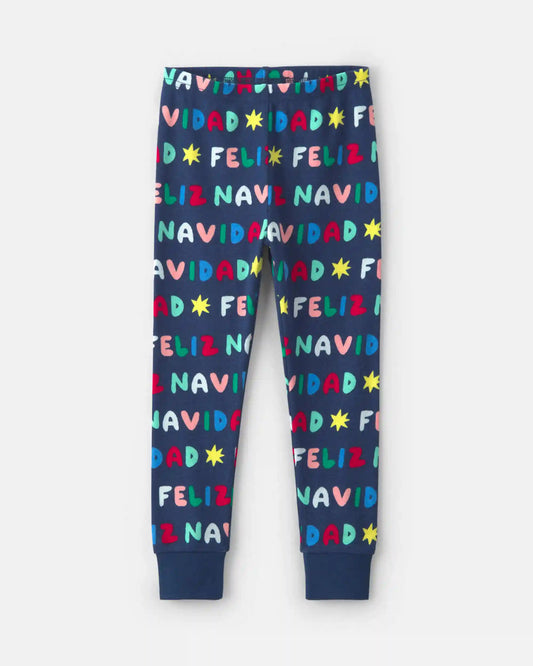 Baby 2-Piece 'Feliz Navidad' Christmas 100% Cotton Snug Fit Pajama Set - Navy Blue
