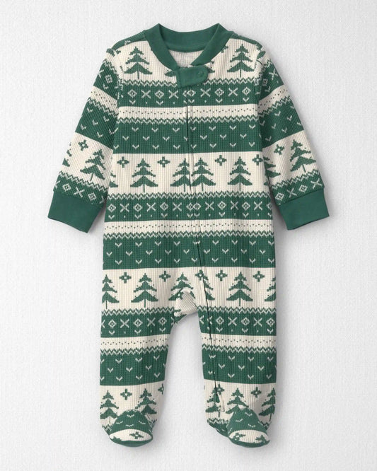 Baby Fair Isle Waffle Knit Sleep & Play Pajamas Made with Organic Cotton