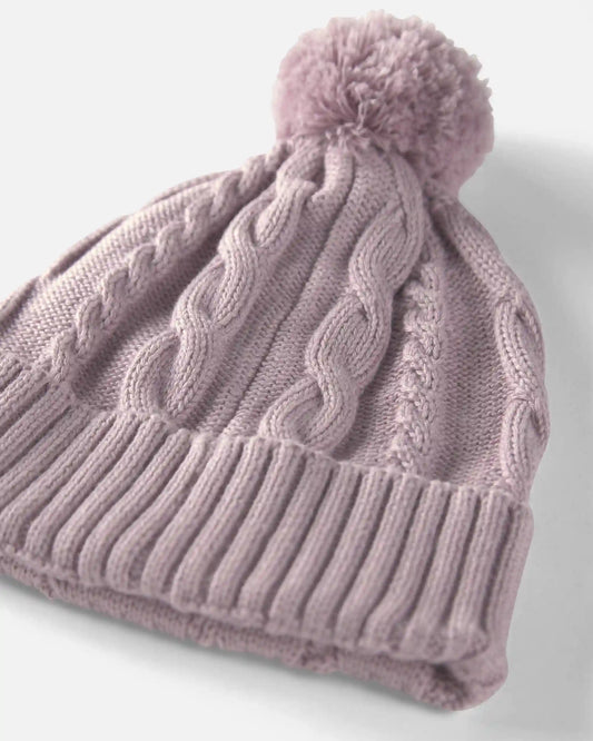 Baby Girl Organic Cotton Cable Knit Winter Hat