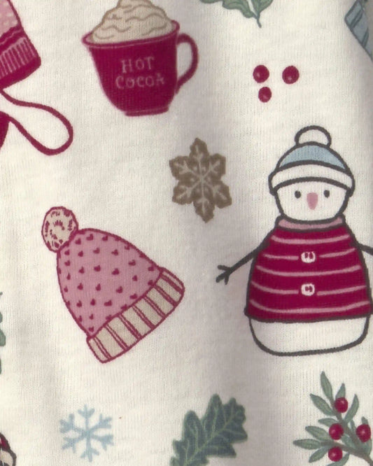 Baby Girl Organic Cotton Sleep & Play Pajamas in Winter Wonderland