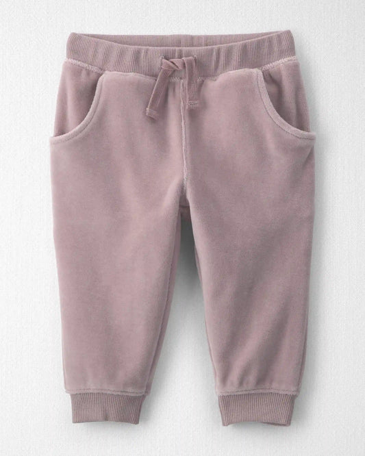 Baby Girl 2-Piece Organic Cotton Velour Top & Pant Set