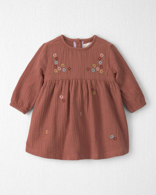 Baby Girl Organic Cotton Embroidered Gauze Dress