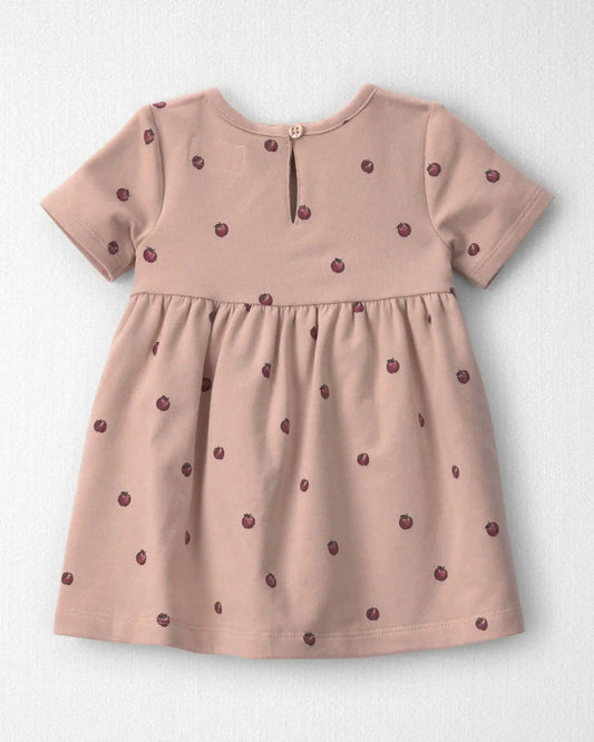 Baby Girl Organic Cotton French Terry Dress in Apples