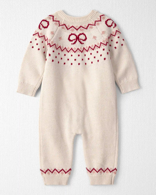 Baby Girl Organic Cotton Fair Isle Sweater Knit Jumpsuit