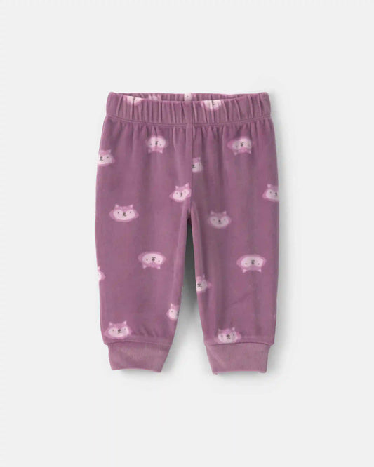 Baby Girl 3-Piece Fox Long-Sleeve Top & Pant Set - Purple