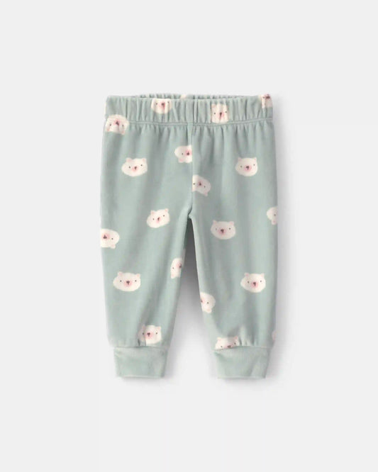 Baby Girl 3-Piece Bear Long-Sleeve Top & Pant Set - Green