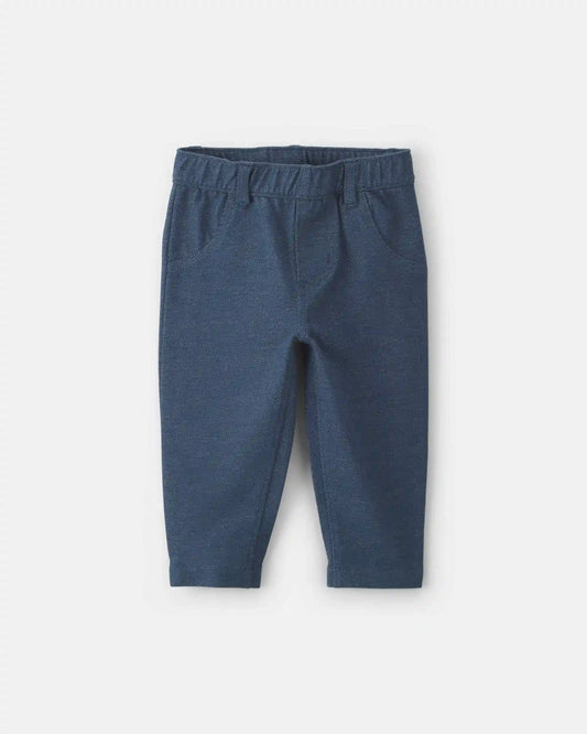 Baby Girl Knit Chambray Pants - Indigo