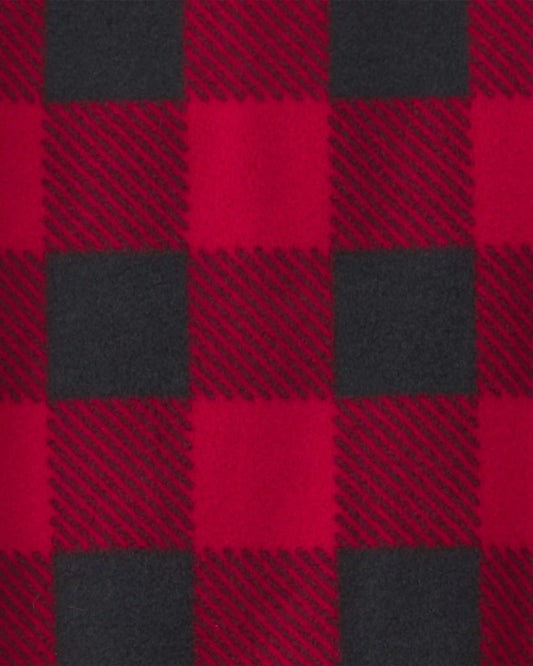 Baby Buffalo Check Fleece 2-Way Zip Sleep & Play Pajamas - Red/Black