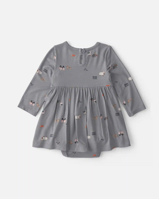 Baby Girl Halloween PurelySoft™ Long-Sleeve Bodysuit Dress - Grey