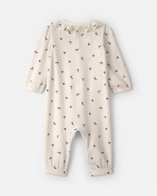 Baby Girl Holly Thermal Long-Sleeve Jumpsuit - Cream
