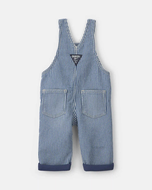 Baby Hickory Stripe Overalls - Blue/Grey