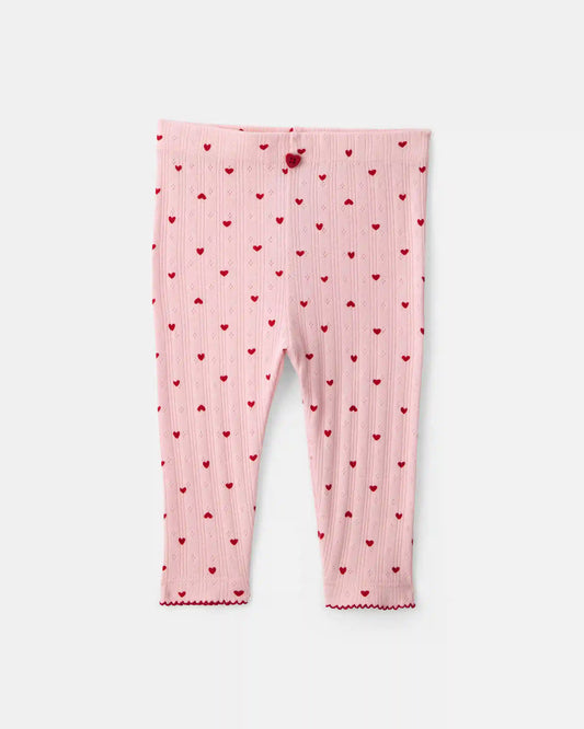 Baby Girl 2-Piece Heart Pointelle Long-Sleeve Bodysuit & Pant Set - Pink
