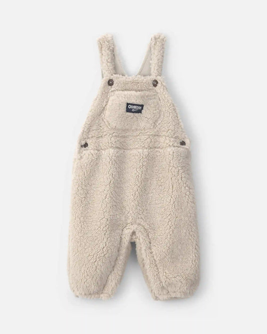 Baby Teddy Fleece Overalls - Cream