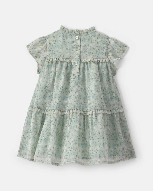 Baby Girl Floral Occasion Dress - Green