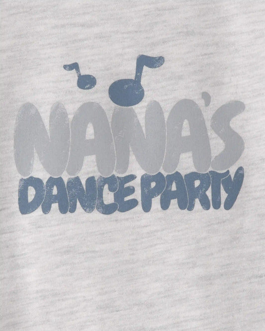 Baby 'Nana's Dance Party' Long-Sleeve Graphic Bodysuit - Grey