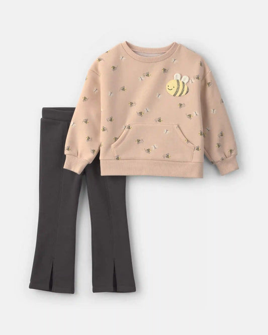 Baby Girl 2-Piece Bee & Butterfly Long-Sleeve Top & Pant Set