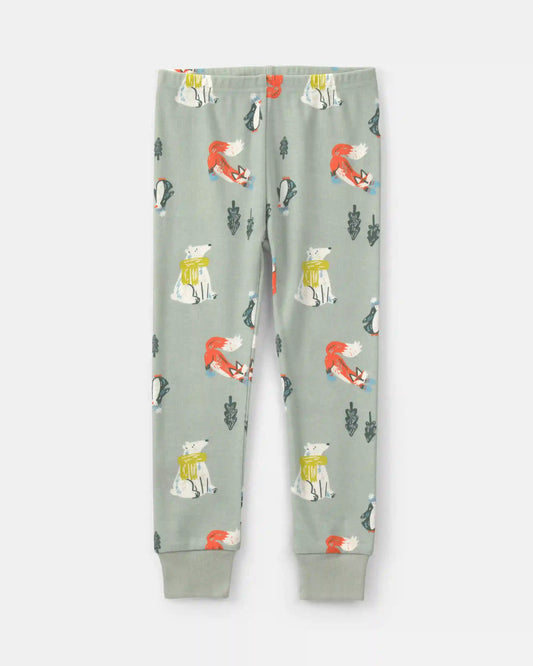Baby Boy Polar Bear 100% Cotton 4-Piece Pajama Set - Blue/Grey