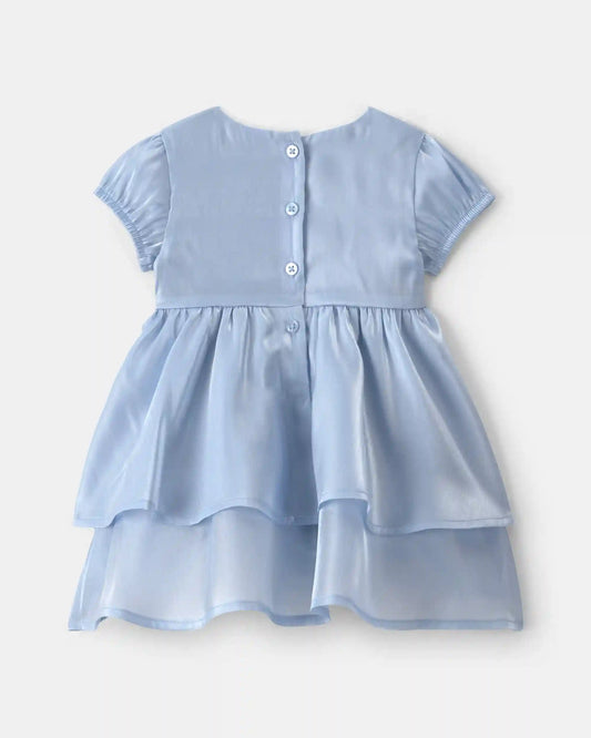 Baby Girl Bow Occasion Dress - Blue