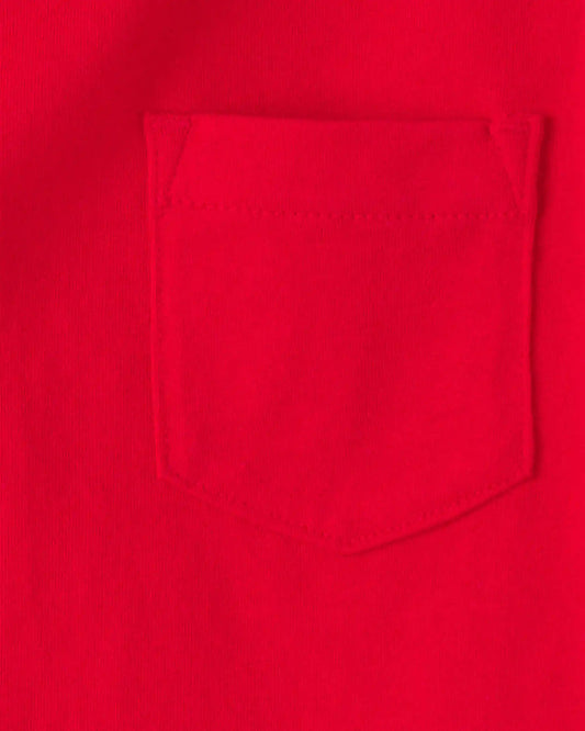 Toddler Solid Short-Sleeve Pocket Tee - Red