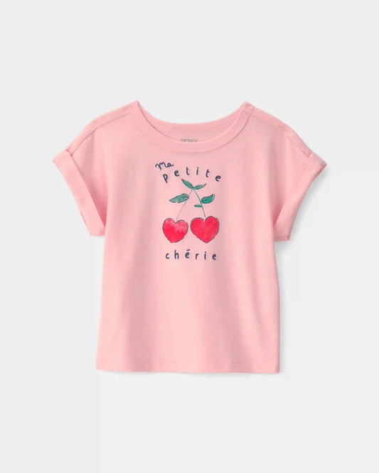 Toddler Girl Cherry Top - Pink