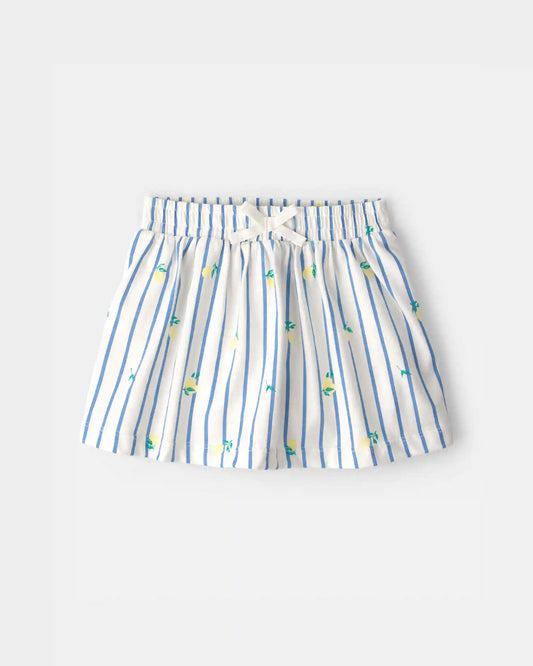 Toddler Girl Lemon Striped Skort - Blue/Ivory