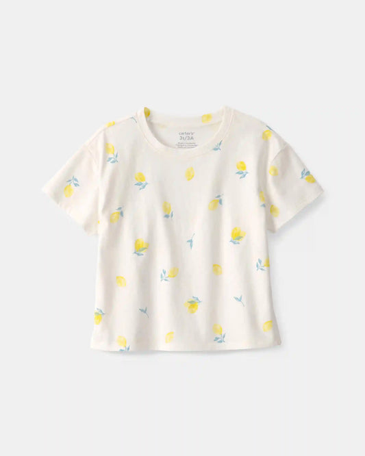 Toddler Girl Lemon Relaxed Top - Cream