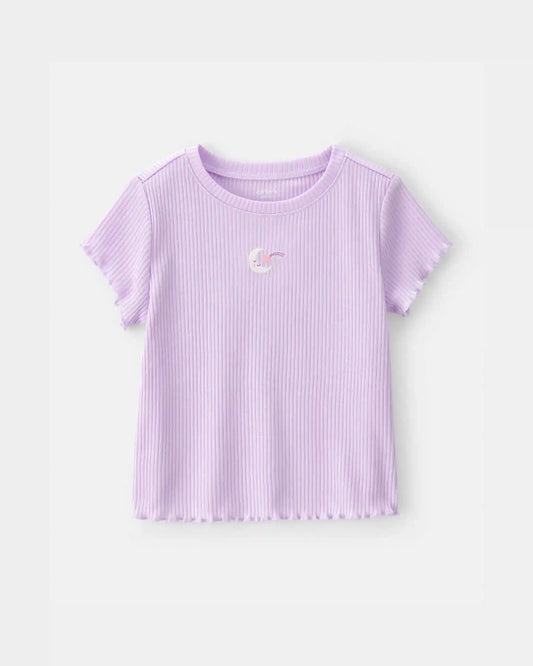 Toddler Girl Moon Rib Loose Fit 2-Piece Pajama Set - Purple