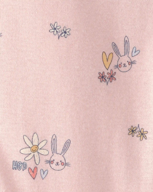 Toddler Girl Easter Bunny 100% Cotton Snug Fit 1-Piece Pajama - Pink