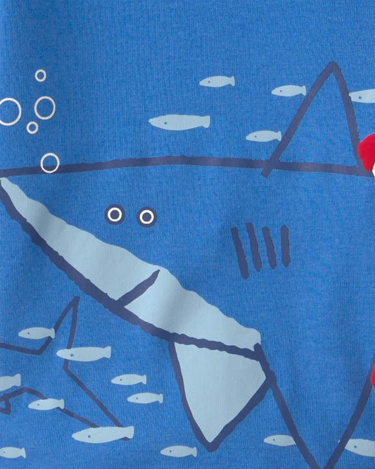 Toddler Boy Shark 100% Cotton Short-Sleeve Snug Fit 4-Piece Pajama Set - Blue
