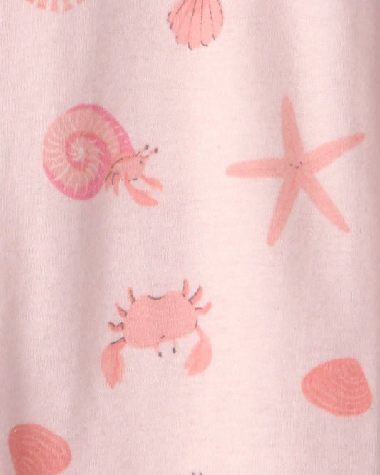 Toddler Girl Shell 100% Cotton Snug Fit 1-Piece Pajama - Pink