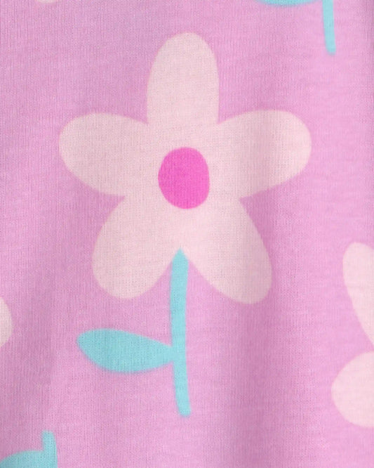 Toddler Girl Floral 100% Cotton Snug Fit 1-Piece Pajama - Pink