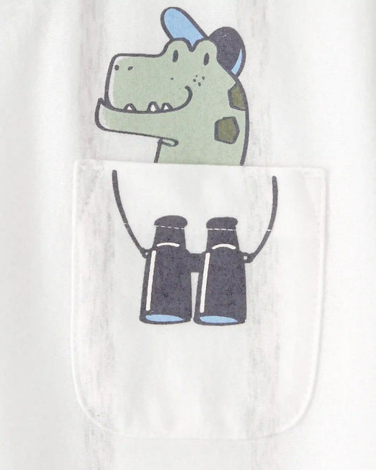 Toddler Boy Dinosaur Graphic Tee - White