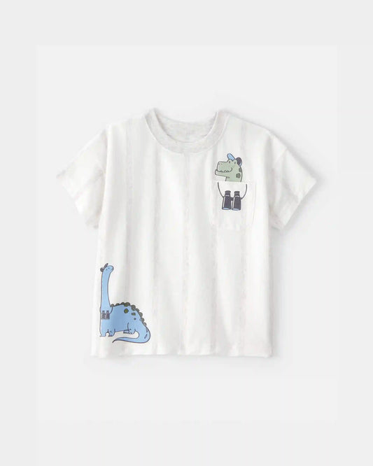 Toddler Boy Dinosaur Graphic Tee - White