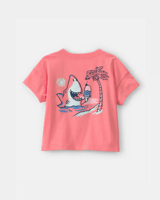 Toddler Boy Shark Graphic Tee - Coral
