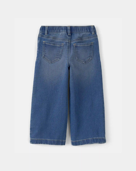 Toddler Girl Drawstring Wide-Leg Jeans - Dark Wash