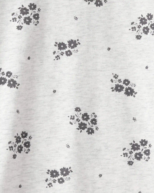 Toddler Girl Floral Relaxed Top - Grey