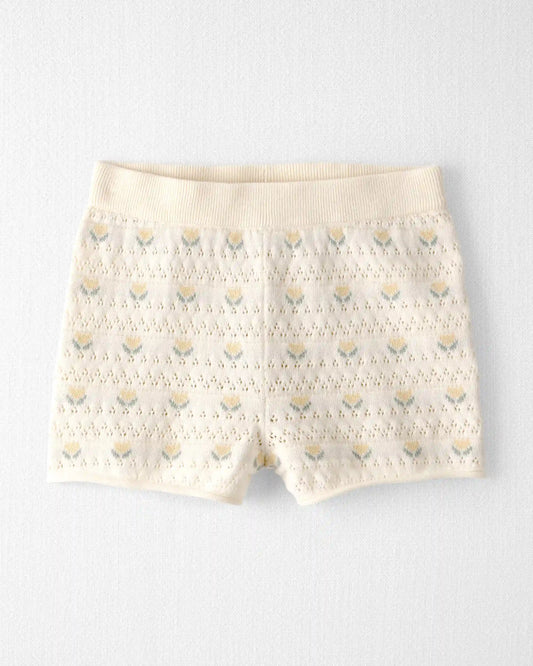 Toddler Girl Organic Cotton Sweater Knit Set in Honey Floral Print